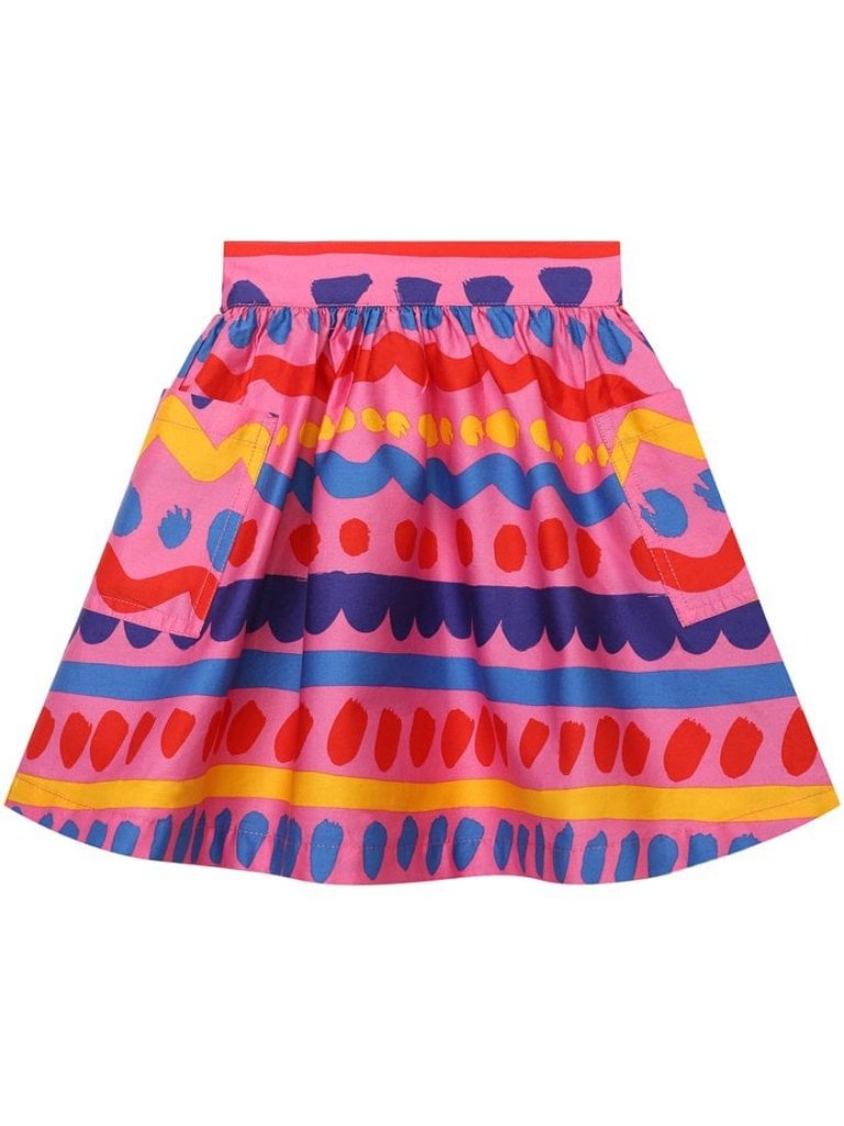 Nwt Stella Mccartney Kids Bright Stripes & Waves Skirt Patch Pockets 4 Msrp $164